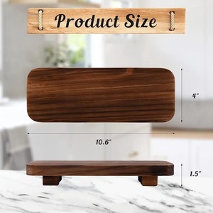 Présentoir de plateau de support de piédestal en bois brun rustique 10.6x4x1.5 pouces pour les mariages de cuisine à domicile Ramadan Diwali plateaux décoratifs - Product Image 6