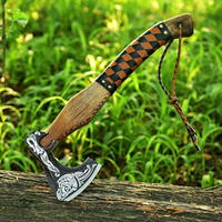 Hachas vikingas de alta calidad, mango grabado forjado a mano, hoja grabada de acero al carbono, hacha Tomahawk para acampar