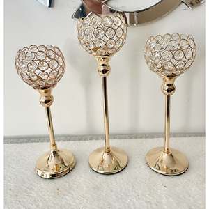 Bougeoir moderne en cristal doré Bougeoir à couronne en métal pour la décoration de centre de table de mariage à la maison - Product Image 6