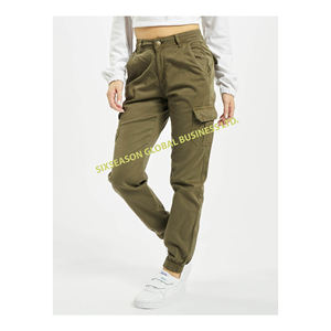 กางเกงคาร์โก้ผ้าฝ้ายสำหรับผู้หญิงกางเกงฮิปฮอปสไตล์ลำลองผ้ายืดเอวสูง - Product Image 3