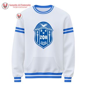 Sudadera Azul con Cuello Redondo y Bordado de la Hermandad Zeta Phi Beta, Estilo Griego, para Mujer, 1920 - Product Image 1