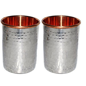 Verre à vin et à bière en cuivre de qualité supérieure, fait main, design unique avec finition martelée argentée, meilleur fini en cuivre, prix abordable - Product Image 1