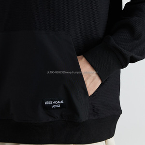 Suéter con capucha negro Abrigo Etiqueta privada Hombres Sudadera con capucha de 14 botones Jersey Sudadera con capucha de manga larga - Product Image 3