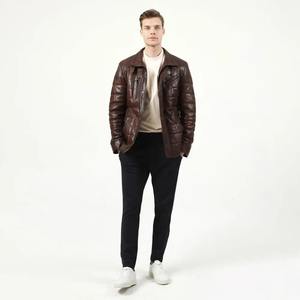 แจ็กเก็ตมอเตอร์สำหรับผู้ชายแจ็คเก็ตแฟชั่นหนัง PU แบบสตรีทแต่งซิปขึ้นมี2สี - Product Image 3