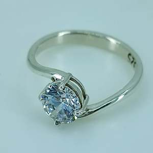 Navya <b>Craft</b> 925 Solid Sterling Silver Blue Topaz Round Handmade Women's <b>Ring</b> Sizes 4-13 for Christmas Anniversary Birthday - Product Image 2