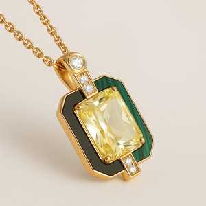 Hecho a mano personalizado 14K oro amarillo sólido 4,8G colgante bisel ajuste rodio plateado amatista piedra preciosa diamante moda regalo de graduación - Product Image 1