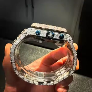 Montre-bracelet à quartz bicolore de luxe de haute qualité Iced Out D Color VVS Moissanite Diamond Style Hip Hop pour hommes femmes montre de sport - Product Image 4