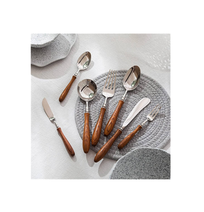 Vaisselle en acier inoxydable couteau à steak fourchette cuillère à dessert ensemble de couverts pour manche en bois pour utilisation cuillère à nouilles - Product Image 3