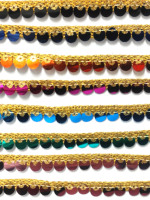 Ruban de dentelle métallique personnalisé 13 mm avec perles à sequins en polyester/coton pour couture DIY, coloris sur mesure pour sacs et vêtements