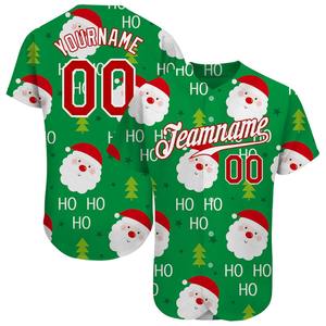 Jersey de béisbol auténtico 3D de Navidad verde rojo-blanco personalizado ropa de equipo personalizada superventas - Product Image 1
