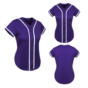 Top Notch Qualité Femme Baseball Jersey Softball Porter Logo Brodé Personnalisé Polyester Bouton Jersey Baseball Chemises - Product Image 1