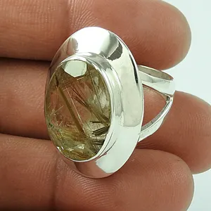 使用寿命长耐用925纯银金红石戒指时尚珠宝结婚戒指