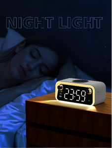 Nhà Máy Bán Buôn 1200MAh Sạc Không Dây Ánh Sáng Ban Đêm Đồng Hồ Báo Thức FM Đài Phát Thanh Bluetooth Loa 15W Nhanh Chóng Sạc Cho <span class=keywords><strong>Iphone</strong></span> - Product Image 4