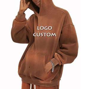 Sudaderas con capucha Vintage lavadas con ácido de gran tamaño grueso algodón Unisex de alta calidad Sunfaded logotipo personalizado bordado Sudadera con capucha - Product Image 2