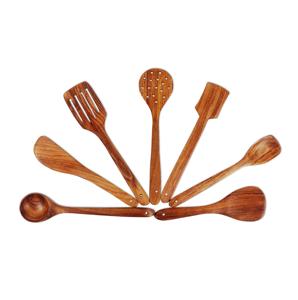 Ensemble d'ustensiles de cuisine en bois artisanal de 6 couverts à salade en bois de manguier lot de 2 serveurs à salade en bois lot de 2 KETCHENWAR UNIQUE FAIT À LA MAIN - Product Image 4