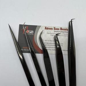 Pince à épiler professionnelle en acier inoxydable au plasma noir avec logo personnalisé vente en gros Extension de cils durable pince à épiler pointue - Product Image 6