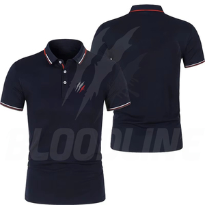 Chemise à manches courtes pour homme Bloodline, couleur unie, coton tricoté, respirant, coupe classique, 220g, bleu - Product Image 3