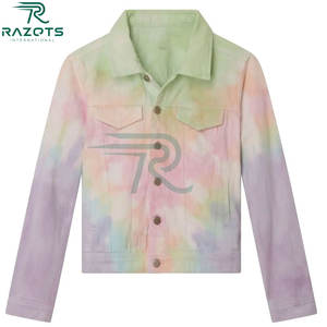 Trending Custom Design Jean Dyed <b>Jacket</b> Embroidery Back & <b>Cropped</b> Jean <b>Jacket</b> Supplier Unisex - Product Image 2