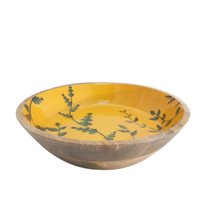 Attractive Design Wooden Bowl and Meena Work Kitchenware Bowl High Quality Round Shape Solid Brass <b>Tabletop</b> Dinnerware Bowl - Product Image 1