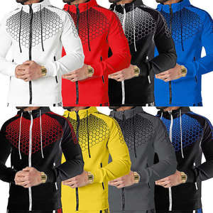 Conjunto de dos piezas de talla grande personalizado chaqueta cortavientos de cuero con cremallera chándal ropa de calle para motocicleta al aire libre a prueba de viento con capucha - Product Image 2