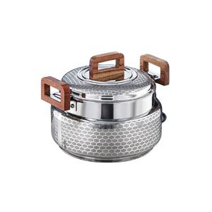 Best Quality Handmade Stainless Steel Wooden Luxury Casserole Shape Hot <b>Pot</b> Stainless Steel <b>Lid</b> Dishwasher Safe for Hotel Party - Product Image 6