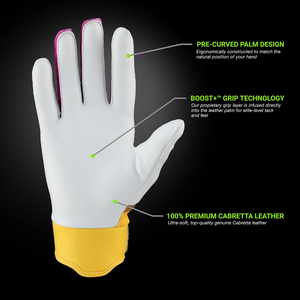 Gants de frappe de baseball en cuir pour jeunes et adultes, prix de gros, logo personnalisé, rembourrage en néoprène - Product Image 3