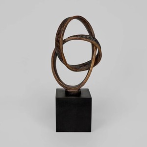 Escultura de mesa de aluminio de amor eterno abstracto, antiguo bronce dorado, decoración moderna para el hogar y la Oficina, escultura pulida moderna - Product Image 1