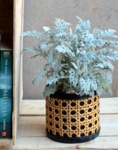 Hot Selling Rattan Cane <b>Net</b> Planters with Black and Gold Iron Stand Flower Pot Handmade Flower Pots Decorative Planter - Product Image 3