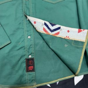 Chemise de soudeur à manches longues pour homme, 100% coton, 9 oz, résistante aux flammes, réfléchissante Cat2, verte, triple couture, résistance à la chaleur 300-500°C - Product Image 5