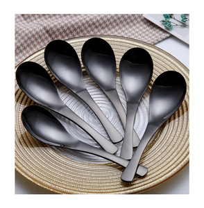 Mirrored Steel Dessert Spoon Wedding Occasions Dinnerware <b>Table</b> 5-Pieces Stainless Steel Black <b>Matte</b> Spoon - Product Image 4