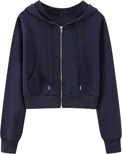 Prix de gros – Nouveauté : Sweat à capuche court pour femme, personnalisable par sublimation, 100 % coton molletonné, matière douce, style urbain tendance - Product Image 6