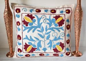 Vintage Embroidered Suzani Cotton <b>Cushion</b> Cover Home Decorative Mexican Style for Hotels <b>Christmas</b> Holiday Use - Product Image 2