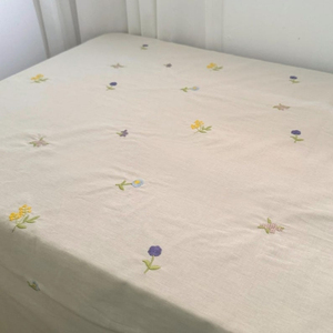 Embroidered Hemstitched Cotton Tablecloth With Dots Embroidery - Product Image 5