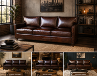 Premium Design Konvertierbares 3-Sitzer Echtleder-Sofa Wohnzimmermöbel Modern Luxuriös Komfortable Sitzgelegenheit Lagerware