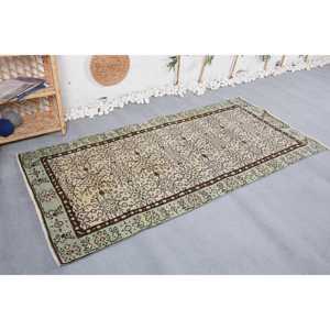 Alfombra Turca de 3,4x7,3 pies, Alfombra Vintage Beige con Diseño de Camuflaje - Product Image 4