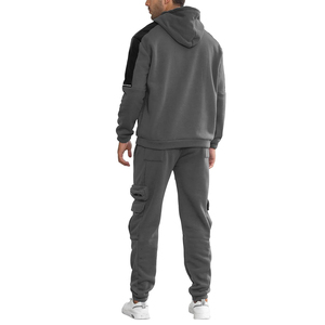 Conjunto Deportivo de Dos Piezas Personalizado, Color Gris, Felpa de Algodón, Ropa Deportiva, Chándal Cálido de Invierno para Hombre - Product Image 4