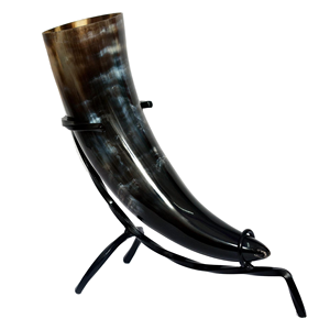 Taza de cuerno vikingo hecha a mano con soporte con acento de ágata, perfecta para hidromiel o cerveza - Product Image 3