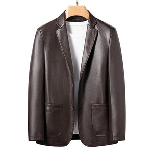Chaqueta de moto de cuero ajustada informal para hombre, estilo de calle de invierno, Color personalizado, tela de lona de grosor estándar, piel de vaca - Product Image 5