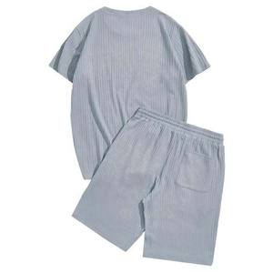 Ensembles de survêtements décontractés pour hommes ensemble de vêtements de sport d'été 2 pièces t-shirt avec broderie de lettres pour hommes ensemble short de jogging à la taille streetwear - Product Image 4