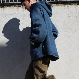 2024 nueva moda de invierno francés Terry Denim Sudadera con capucha de gran tamaño para hombres y mujeres lágrimas suéter chaqueta de peso pesado ropa - Product Image 4