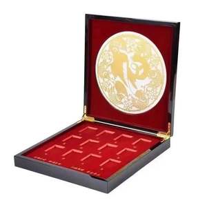 กล่องไม้ใส่เปียโนใส่เหรียญจักรราศีสีน้ำตาลเข้มดีไซน์ทรงสี่เหลี่ยมสไตล์จีน - Product Image 4
