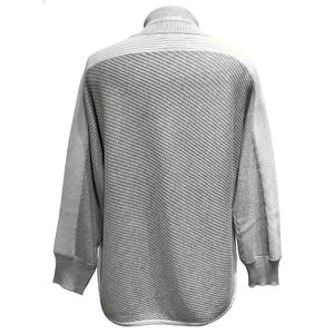 Elegant Customized Oblique Rib Knit Women's <b>Hoody</b> Turtleneck Long Sleeve Front Logo Winter Sweater <b>Thin</b> Cotton/Rayon/Nylon 12GG - Product Image 2