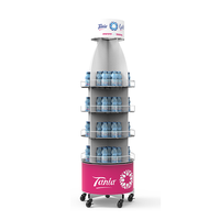 Présentoir rotatif mobile pour boissons avec roulettes, étagère de sol à 360 degrés pour supermarché et commerce de détail