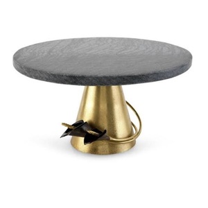 Support à gâteau élégant, finition plaquée or, forme arrondie, 2 étages et bordure design, pour usage intérieur et extérieur - Product Image 5