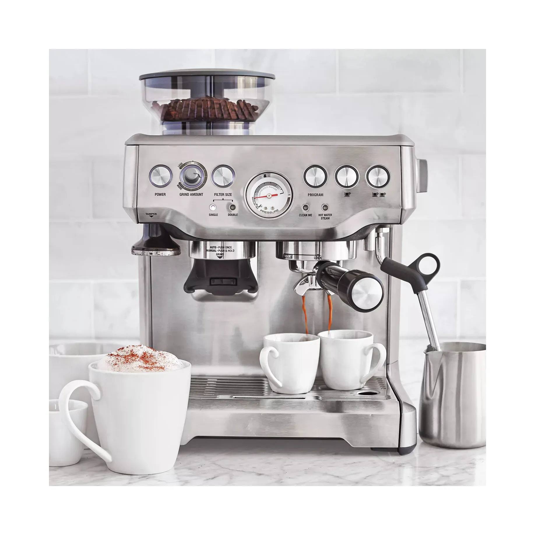 Professionele Hoogwaardige Handmatige Koffiemachine Met Molen Barista Koffiepulper Slijpmachine Espressomachine