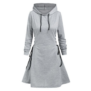 <b>Women</b> Tie Waist Mini Dress <b>Hoodies</b> V Neck Long Sleeves Slim Fit <b>Hoodies</b> Sweatshirts Ladies Fashion Long Solid Drawstring <b>Hoodies</b> - Product Image 3