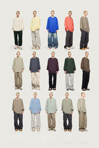 100% coton Jersey pull T-Shirt 305gsm à manches longues surdimensionné haute qualité broderie impression T-shirt pour hommes - Product Image 2