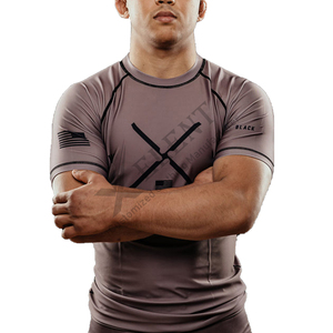 Chaleco de sarpullido Nylon Spandex Tela Playa O-cuello Camisa Natación Surf Camisa Transpirable Anti-uv Sun Rash Guard - Product Image 1