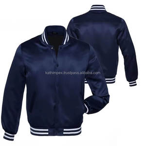 Ready Stock Navy Baseball Satin Vintage Eco-Friendly Handmade Breathable Waterproof <b>Lightweight</b> Unisex Bomber <b>Jackets</b> for Casual - Product Image 3