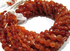 Perles de cornaline orange naturelle en forme de pièce de monnaie Briolette à facettes 7mm perles de pierre brin 13 pouces de long - Product Image 2